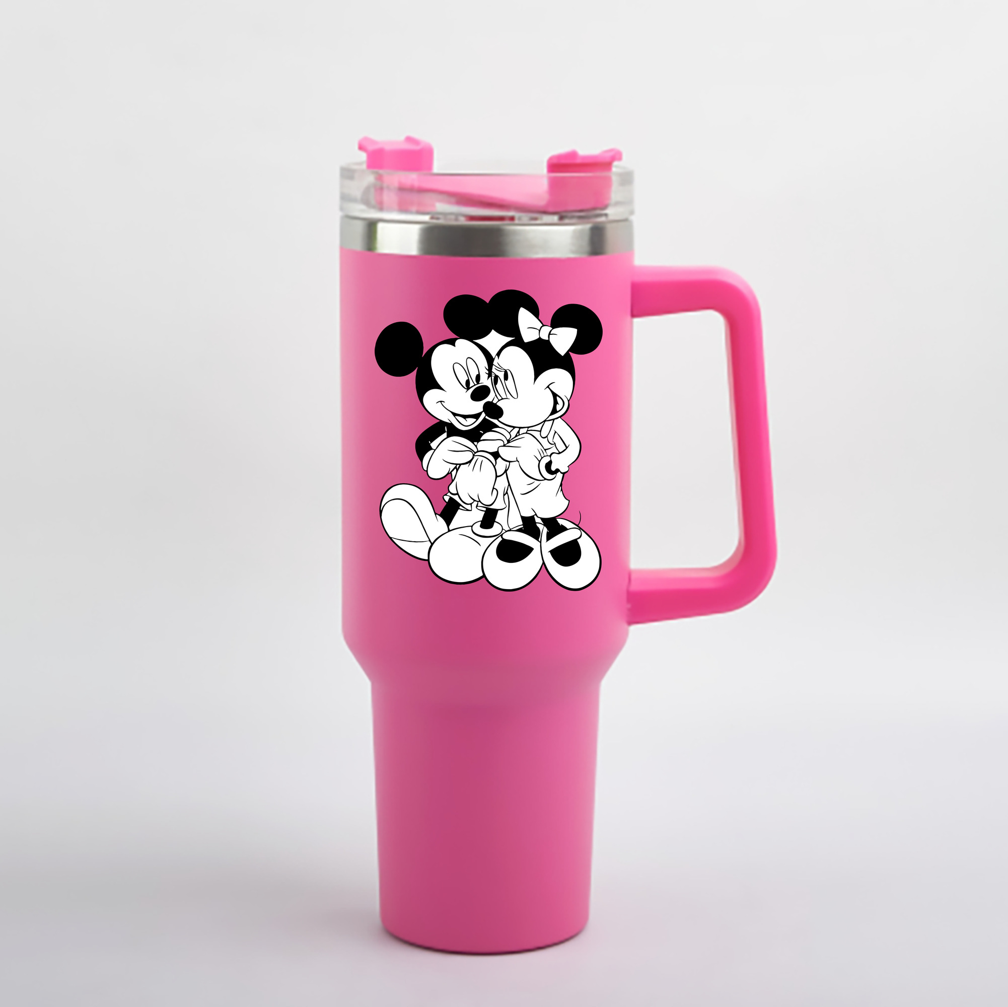 （画像用） ミッキーマウス Mickey Mouse 1200mL車用タンブラー - クリスタルステッカー（プラスチックストロー付き）